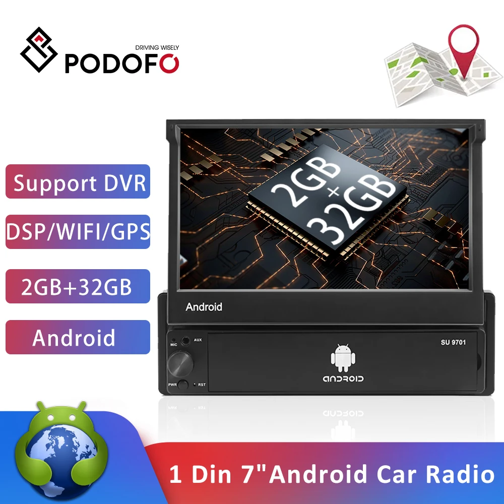 Автомобильный мультимедийный плеер Podofo универсальная камера на Android с выдвижным