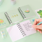 Милый зеленый мультяшный мини-блокнот с катушкой, милая портативная записная книжка с авокадо и листьями, дневник, школьные принадлежности, канцелярские принадлежности