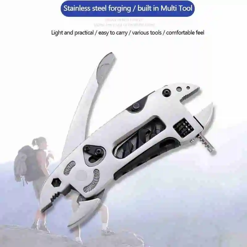 

Portable Camping Steel Knife Handle Metal Knife Pliers Wrench Functions Outdoor Multi Functional Screwdriver Tableware