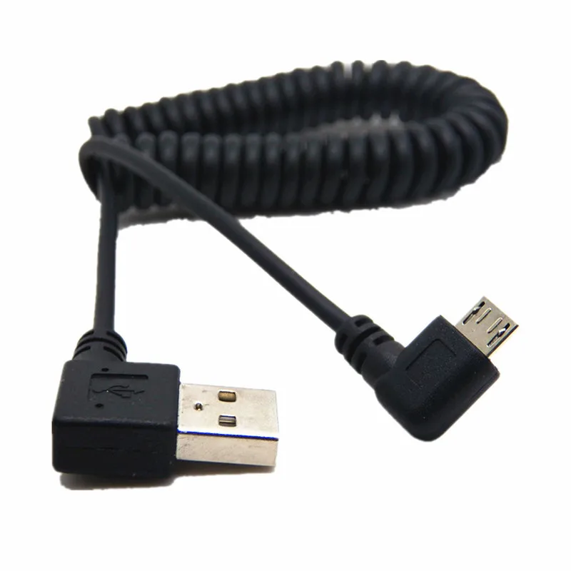 1 м 90 градусов USB Micro Угловой кабель зарядка к пружинный выдвижной данных