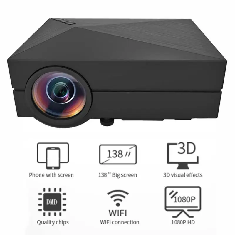 Профессиональная GM60 Система домашнего кинотеатра HDMI USB VGA AV lcd 1080P 3D проектор медиа проектор с VGA HDMI USB наушники US Plug