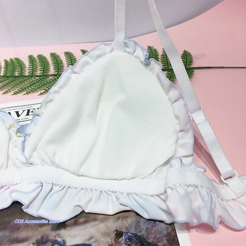

Japanese Original Soft Sister Lolita Sexy Underwear Bra Young Girl Bowknot Ruffle Print Triangle Cup No Rims Student Girls New