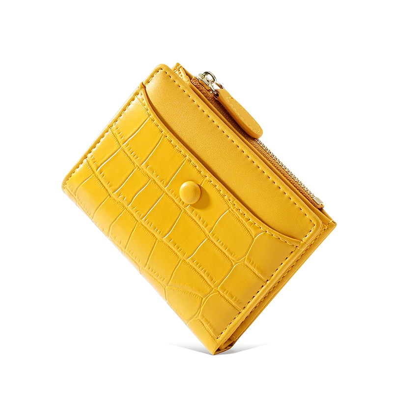 

Luxury Crocodile Pattern Coin Purse With Snap Closure All Match PU Leather Credit Card Bag Women Fashion Small Wallet New Design