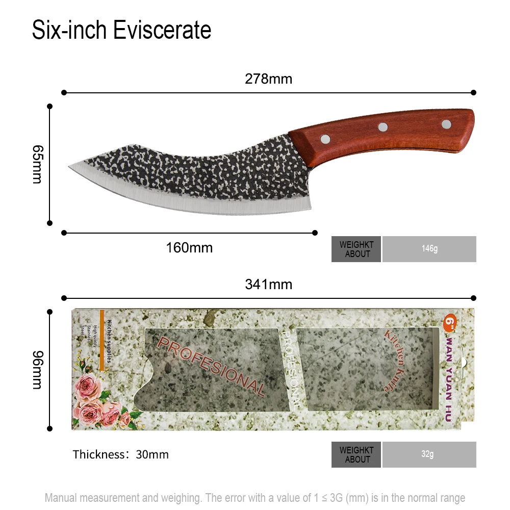 XYj Fixed Blade Knife With 6in Point Butcher Rose Wood Handle For Outdoor Survival Camping Bushcraft Gift Box | Дом и сад