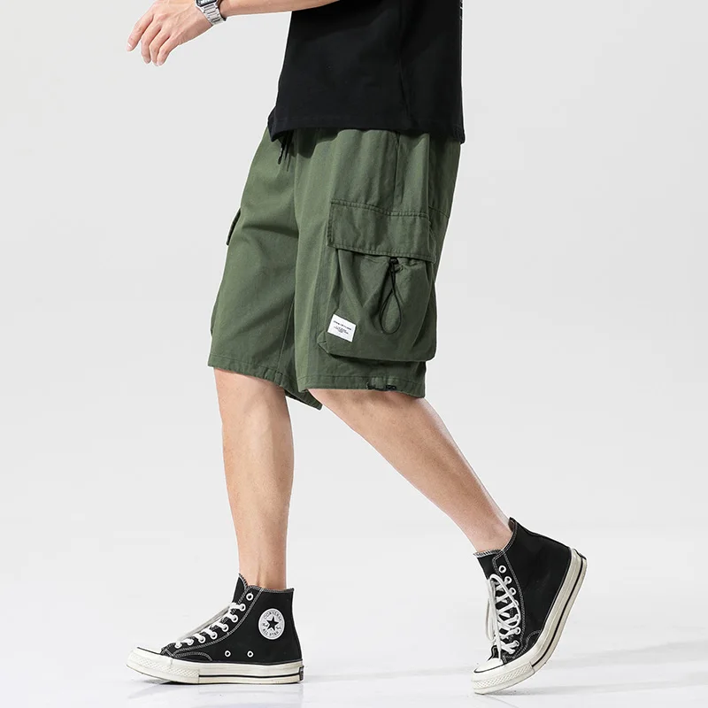 

2021 New Summer Men Cargo Shorts Casual Pants Muti Pocket Streetwear Harajuku Drawstring Sweatpants