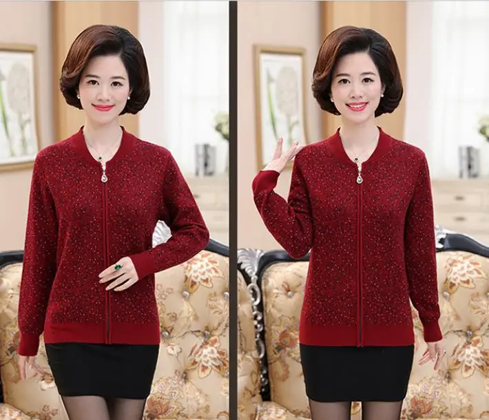 Женский кашемировый свитер среднего возраста сезон весна-осень кардиган с