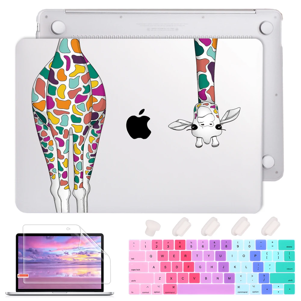 Matte white Чехол для ноутбука Redlai для Macbook pro air retina 11 13 15 с сенсорной панелью с изображением жирафа для Apple Mac book 13,3 дюймов - Цвет: Matte white