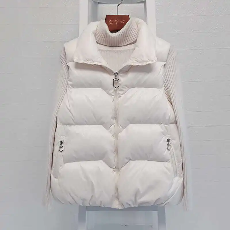 Cotton Vest Women's Autumn and Winter Windproof Lightweight Warm and Loose Versatile Stand Collar Vest Waistcoat Vest jacket