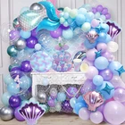 Гирлянда с изображением Русалочки, Свадебный декор для вечеринки, дня рождения, маленькая Русалочка, хвост, ракушки, воздушные шары, арка, морской океан
