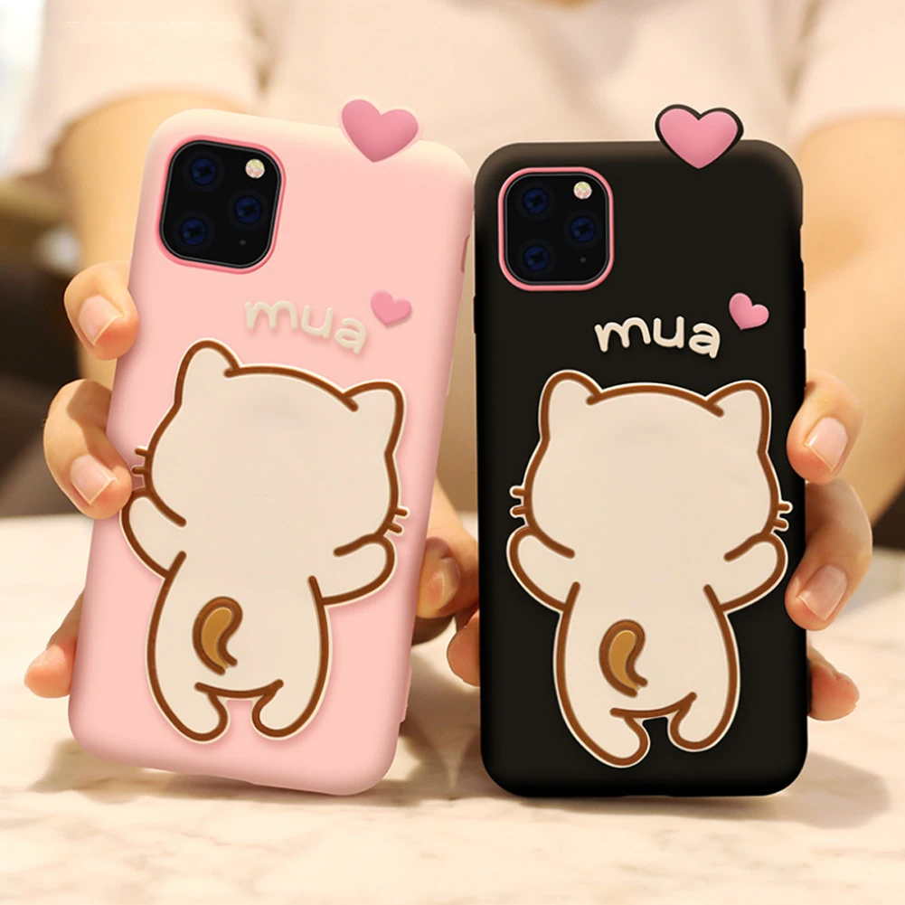 Мультяшный силиконовый чехол-держатель для iPhone 11 Pro Max Cat Форма Настольная