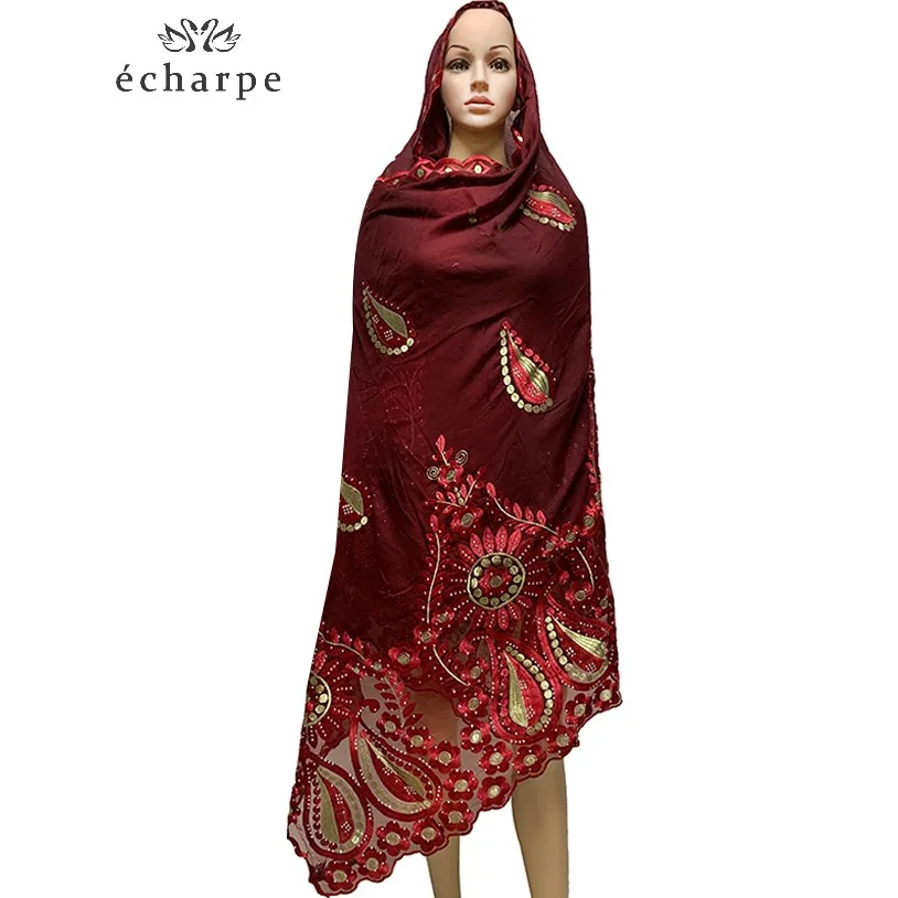 Высокое качество африканские женские большие шарфы с вышивкой мягкий хлопок