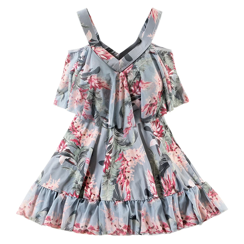 

Купальник женский сплошной с юбкой, стильный облегающий купальник в Корейском стиле Ins, большие размеры, весна-лето 100 кг