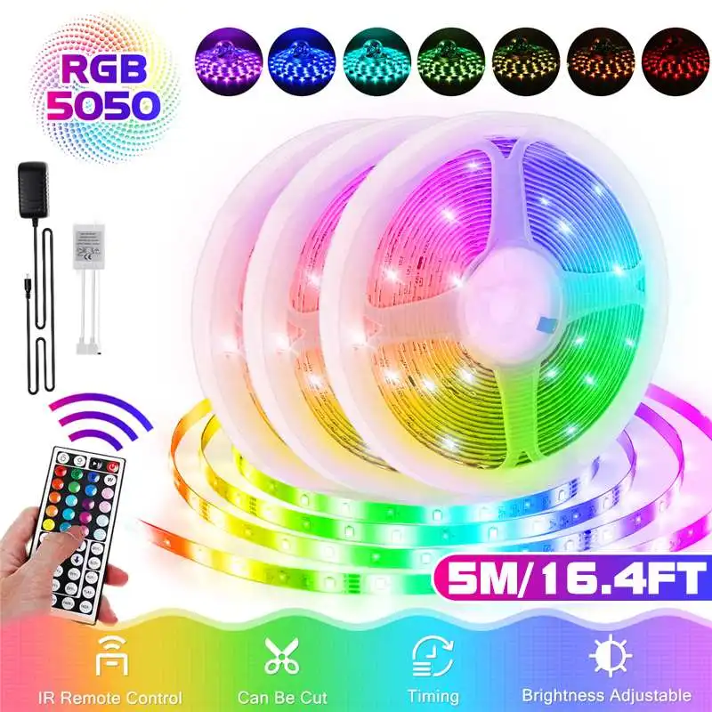

Светодиодная лента RGB 5050SMD, водонепроницаемая, 5 м, 24/44 дюйма