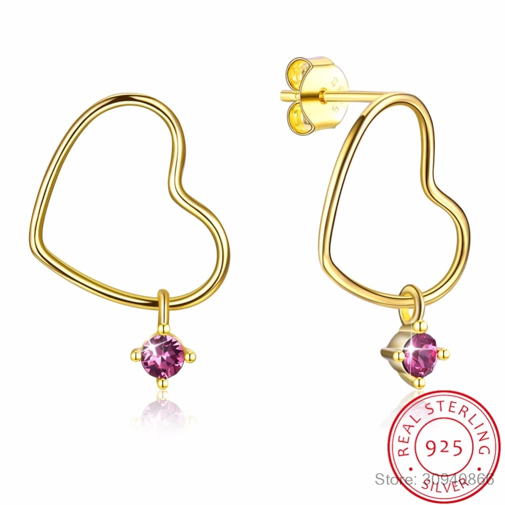 

LEKANI с украшением в виде кристаллов S925 стерлингового серебра ювелирные изделия серьги гвоздики для женщин серьги в виде сердца с австрийски...