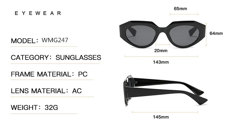 VWKTUUN Винтажные Солнцезащитные очки женские кошачий глаз маленькие