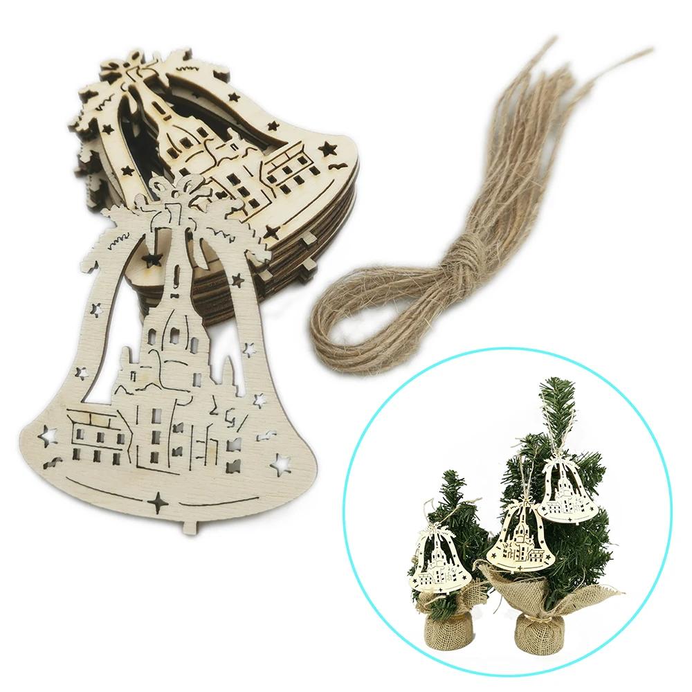 

10 шт., деревянные рождественские украшения для рукоделия