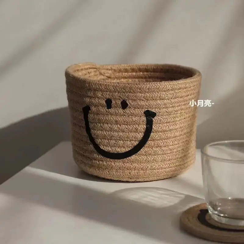 

Storage Box Handmade Environmentally Friendly Cotton Weaving Storage And Sorting Debris Bath Cosmetic Towel Box Desktop Bedside