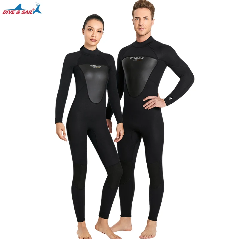 Mens Womens 3mm Long Sleeve Wetsuit Full Body Diving Suit Back Zip Wet Suit for Diving Snorkeling Surfing Thermal Swimsuit