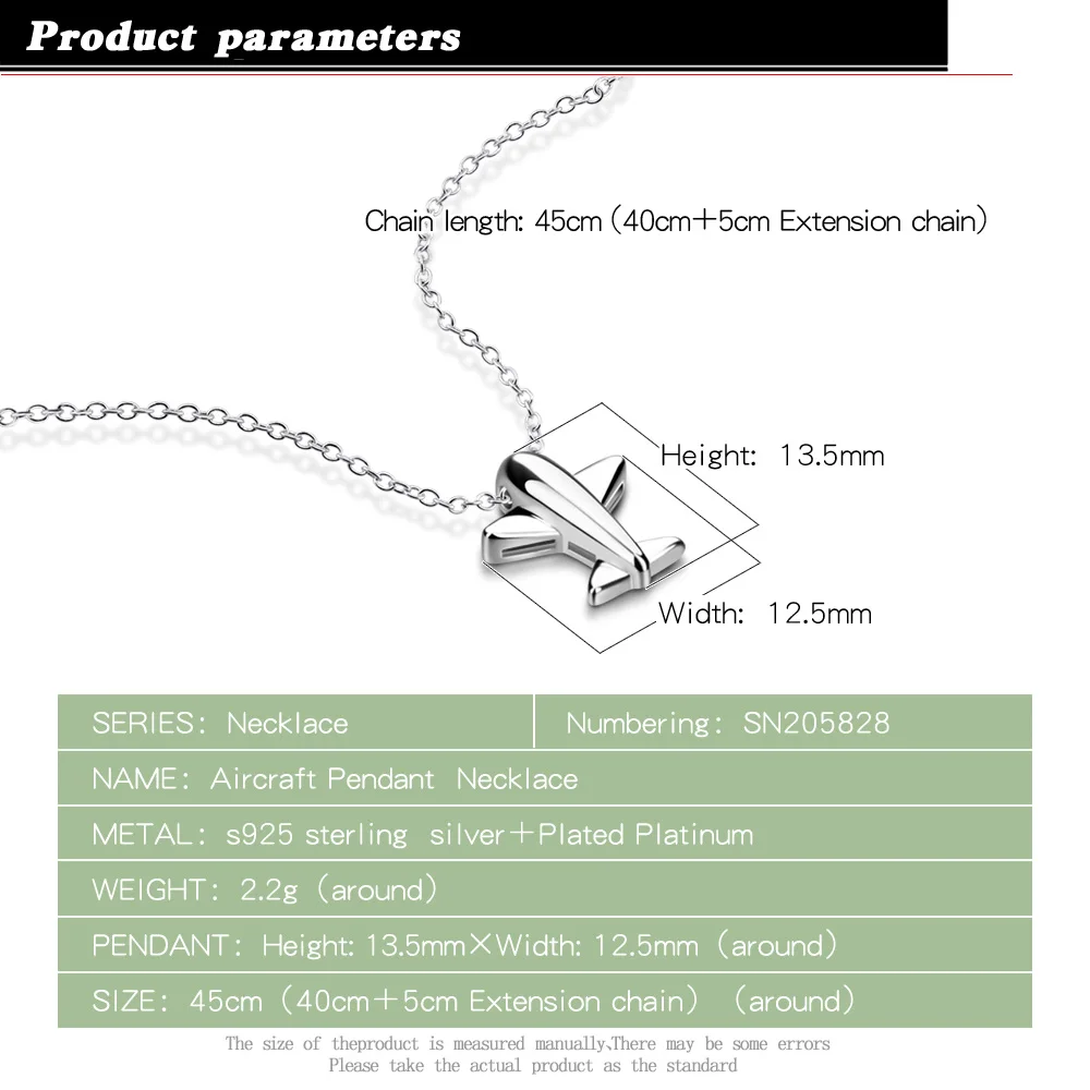 Женское колье из серебра 100% пробы с подвеской в виде самолета|Ожерелья| |