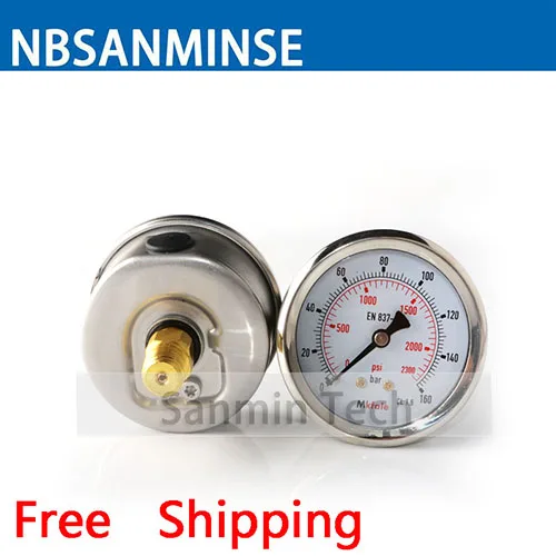 NBSANMINSE инструменты датчик из нержавеющей стали SM1SP63B 63 мм 2,5 дюймов 1/4 NPT задний манометр жидкостный гидравлический датчик давления масла