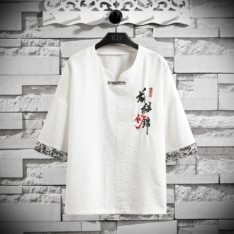 

Fashion Half-sleeved Cotton and Linen T-shirt 2021 Summer New Loose Comfortable Breathable Men Casual Tee Shirts