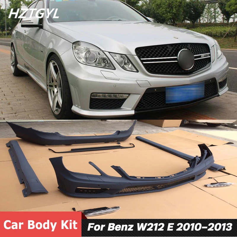 

PP Unpainted Car Body Kit Front Rear Bumper Side Skirt Extensions For Benz W212 E200 E260 E300 Facelift E63 AMG Style 2010-2013