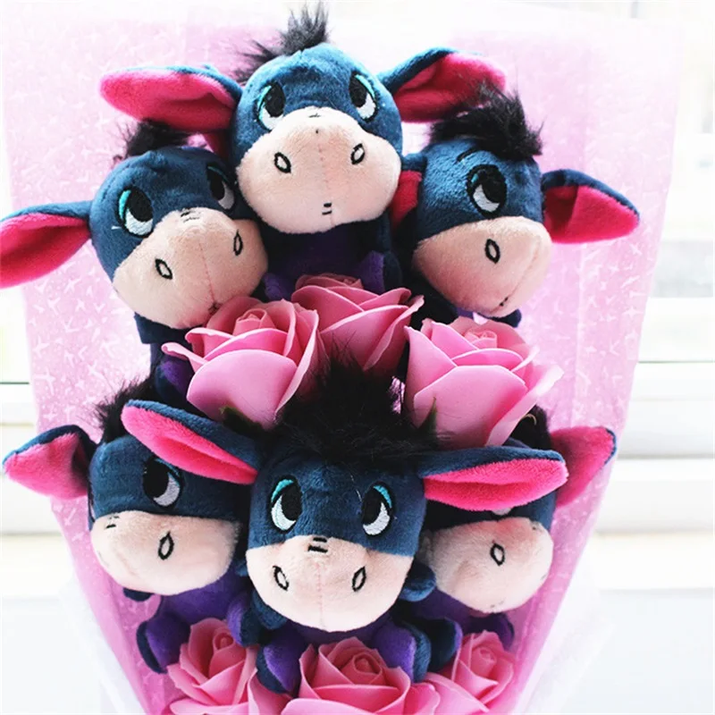 Симпатичные мягкие Ослик Eeyore с мыльными цветами букеты из игрушек материал животных Необычные плюшевые игрушки подарок на день Святого Валентина/выпускной