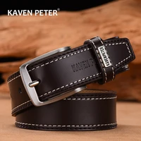 mens leather high quality classic belt alloy pin buckle mens matching jeans business cowhide belt black color dark brown color
