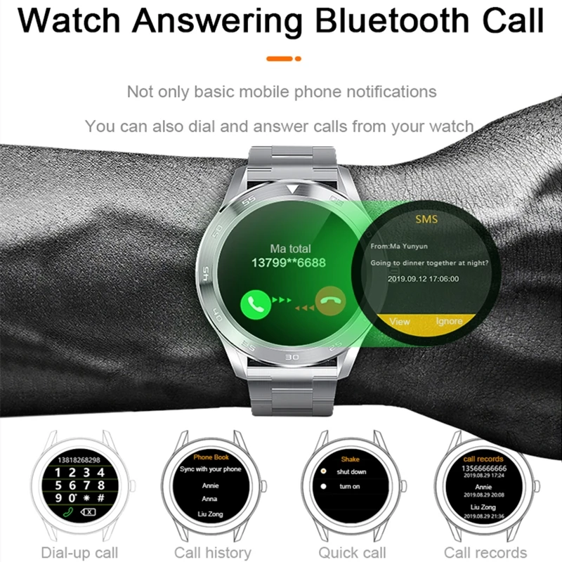 Смарт-часы Yuexia с Bluetooth и функцией вызова IP68 водонепроницаемые 1 3 Полный Круглый HD