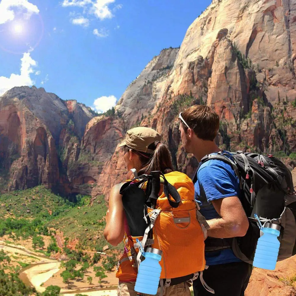 Портативная Складная Силиконовая телескопическая Питьевая Бутылка 550 мл