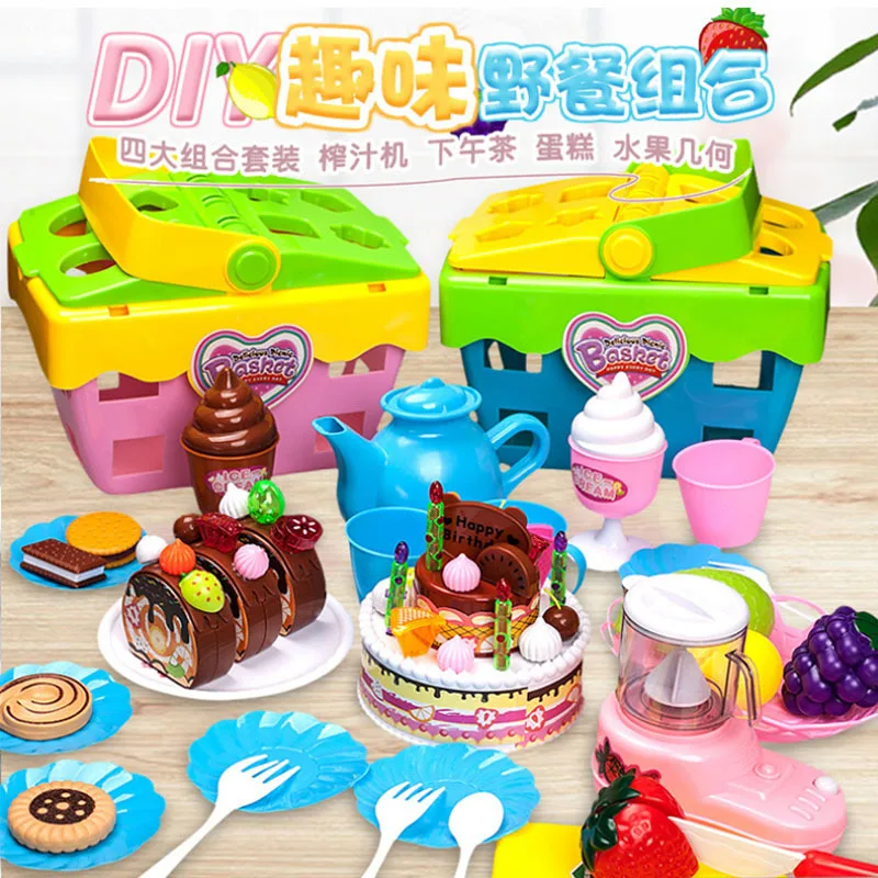 

Детские режущие фрукты овощи ролевые игры кухонные игрушки корзина для фруктов безопасные наборы продуктов питания Обучающие рождественс...