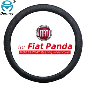 100 dermay brand leather car steering wheel cover anti slip for fiat panda auto accessories free global shipping