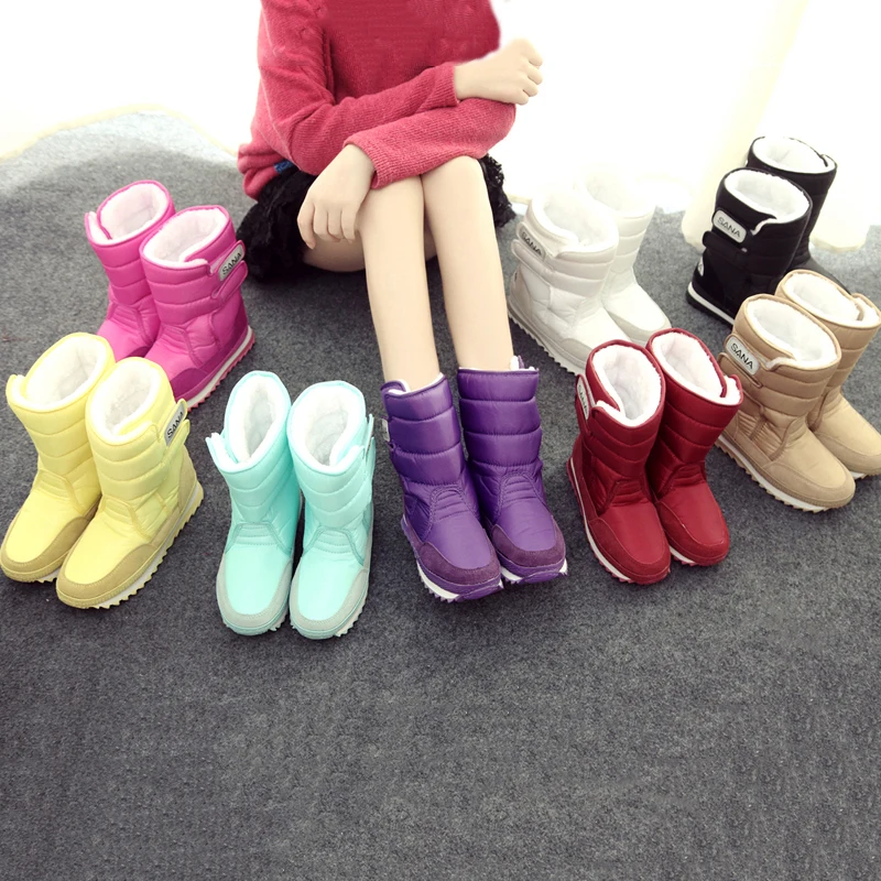 

Winter Snow Boots Tube Thickening Female Korean Version Non-slip Waterproof Cotton Shoes Woman Plus Plush Couple Boots