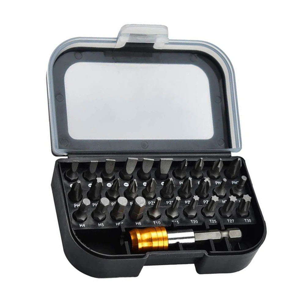 

31 шт. Профессиональный Набор бит для отвертки противоскользящая головка с шестигранным магнитным кронштейном коробка для хранения Набор б...