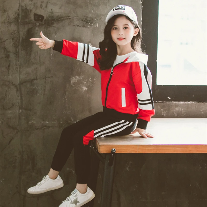 Спортивный костюм для девочек спортивный детская модная куртка в полоску