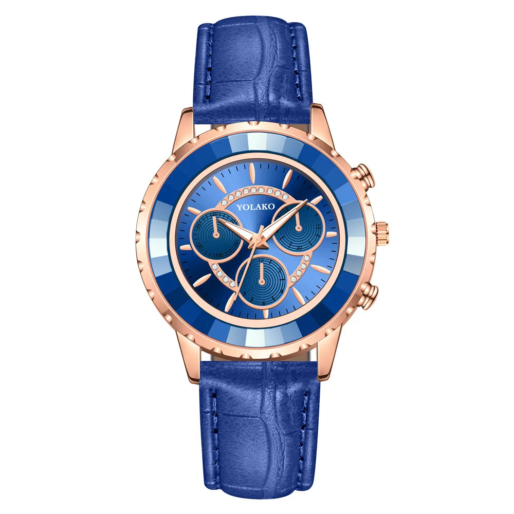 

Trend New Ladies Watch Rhinestone Leather Bracelet Wristwatch Women Fashion Watches Rose Gold Analog Quartz Clock Gift relojes