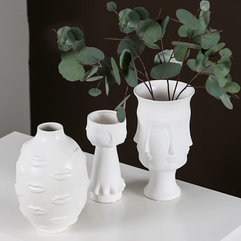Белая керамическая ваза в скандинавском стиле креативная для дома гостиной
