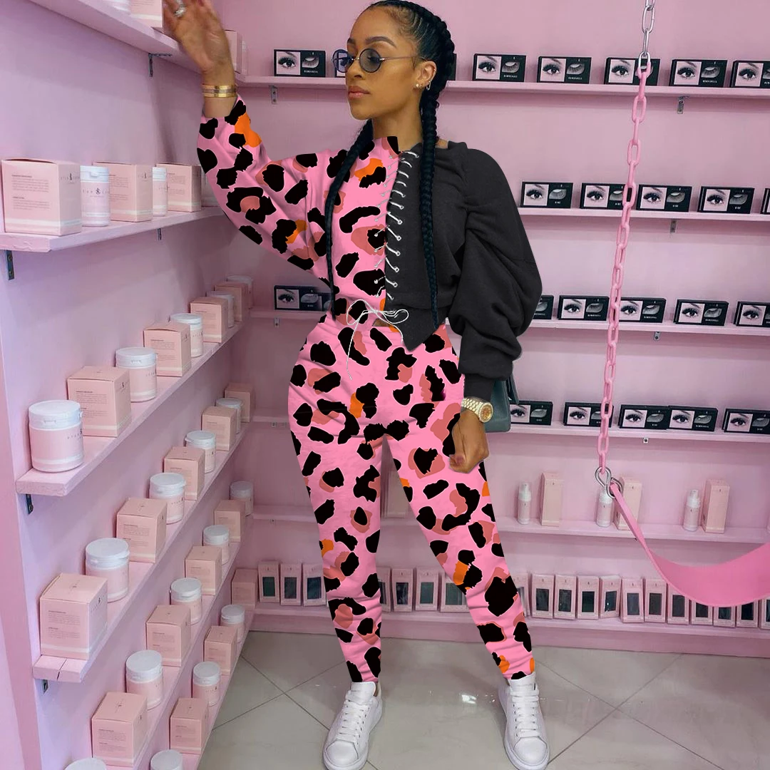 2021 с леопардовым принтом комплект из двух предметов комбинезон завязками