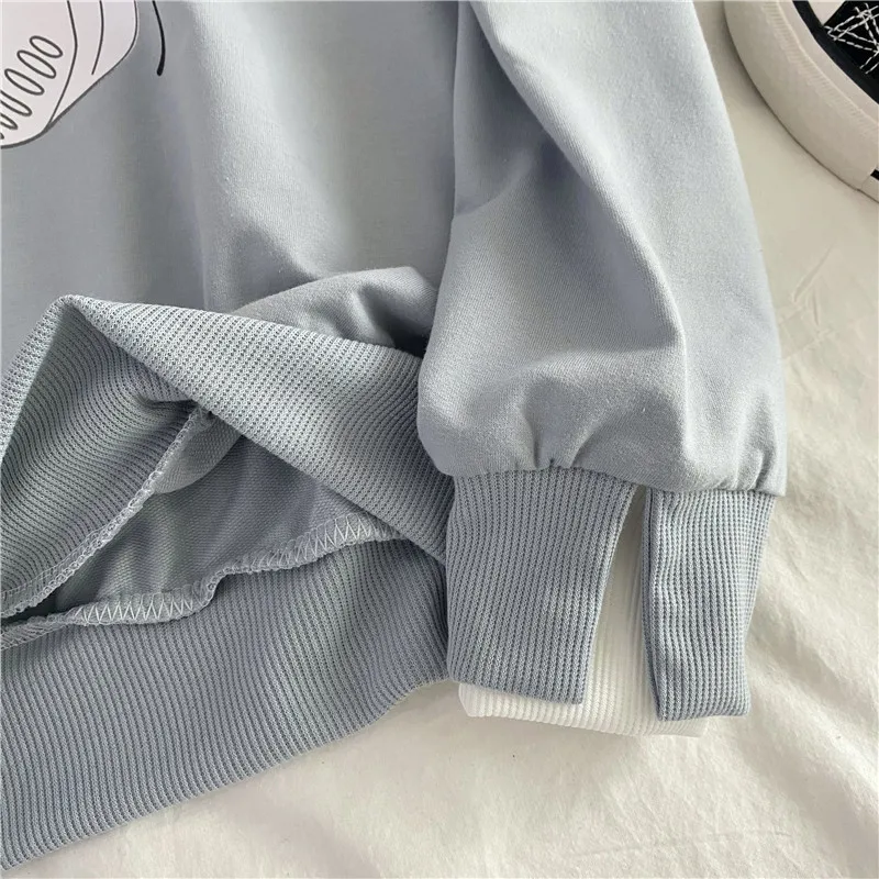 

2021 new two-piece ins hooded sweatshirt women student suit thin section Korean version loose fashion trend wide-legged