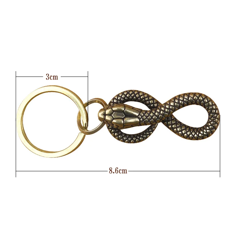 

3pcs Snake Pendant Key Chains Retro Brass Key Chain Disc Snake Car Keychains Gold Python Vintage Zodiac Snake Key Ring Gift