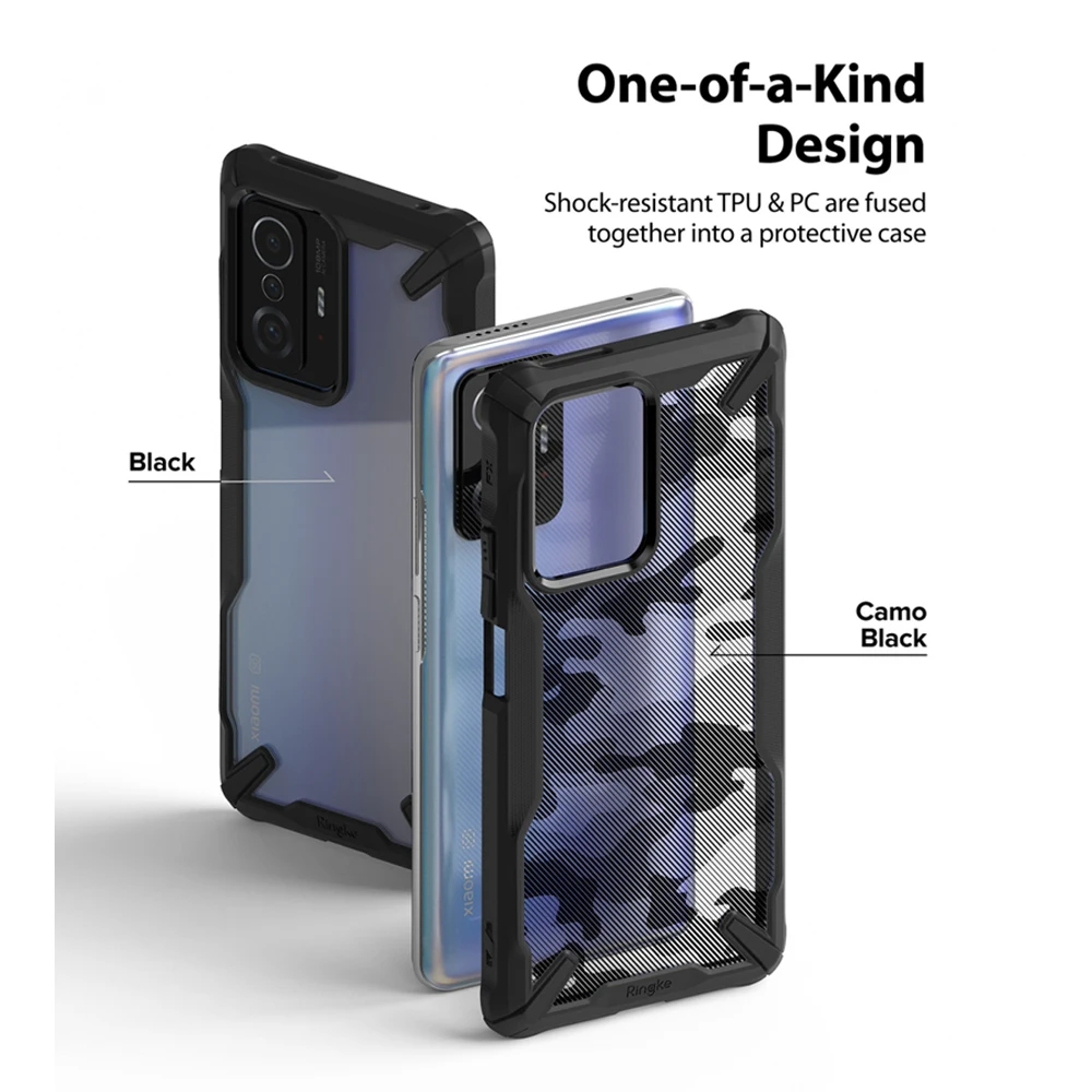 Funda Ringke Fusion X para Xiaomi Mi 11T, carcasa con bisel elevado, transparente, duro, PC, marco de TPU suave h&iacute;brido para Mi 11T Pro-1