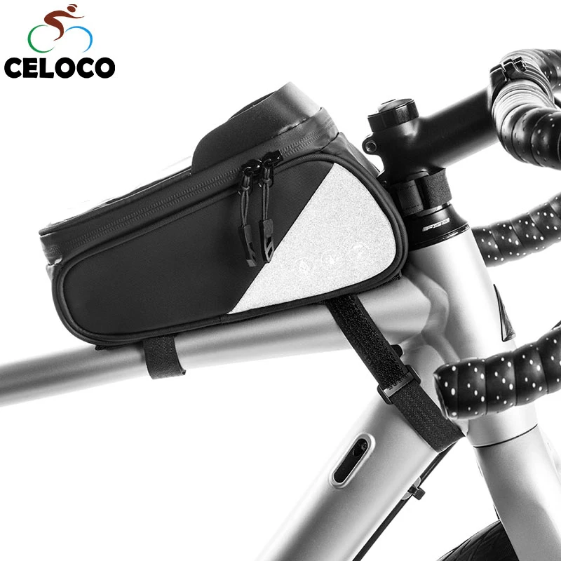 

Bicycle Bags Rainproof Reflective Front Frame Top Tube Cycling Bag 7.0in Phone Case Touchscreen Bike Accessories MTB Bike Bag
