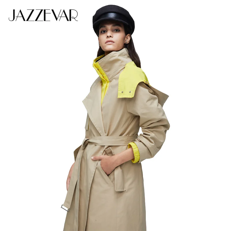 JAZZEVAR 2019 Новое поступление осенний синий плащ женская свободная одежда верхняя
