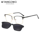 Мужские солнцезащитные очки 2 в 1 TANGOWO, квадратные поляризационные очки в стиле ретро, оптические очки с клипсой для близорукости, по рецепту, T3518