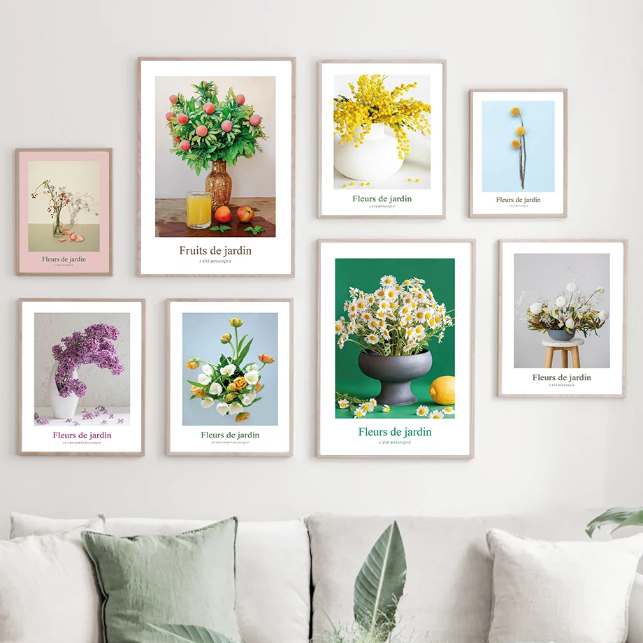 

Garden Flowers Rose Hydrangea Peach Wall Art Canvas Painting Nordic Posters And Prints Plant Wall Pictures For Living Room Decor