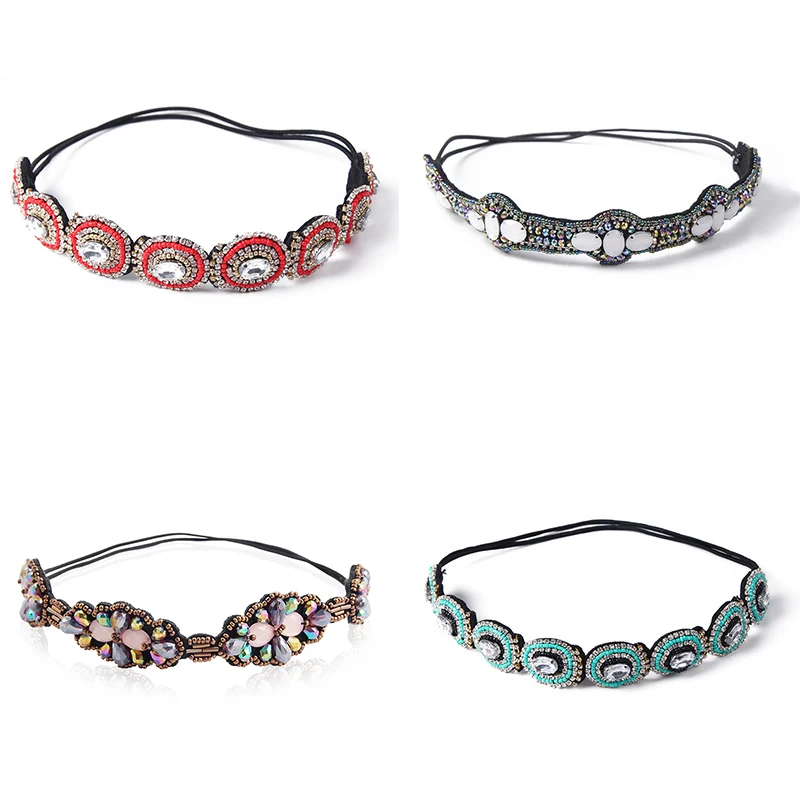 Ручная работа геометрические эффектные повязки для женщин эластичные резиновые головные уборы лучшие