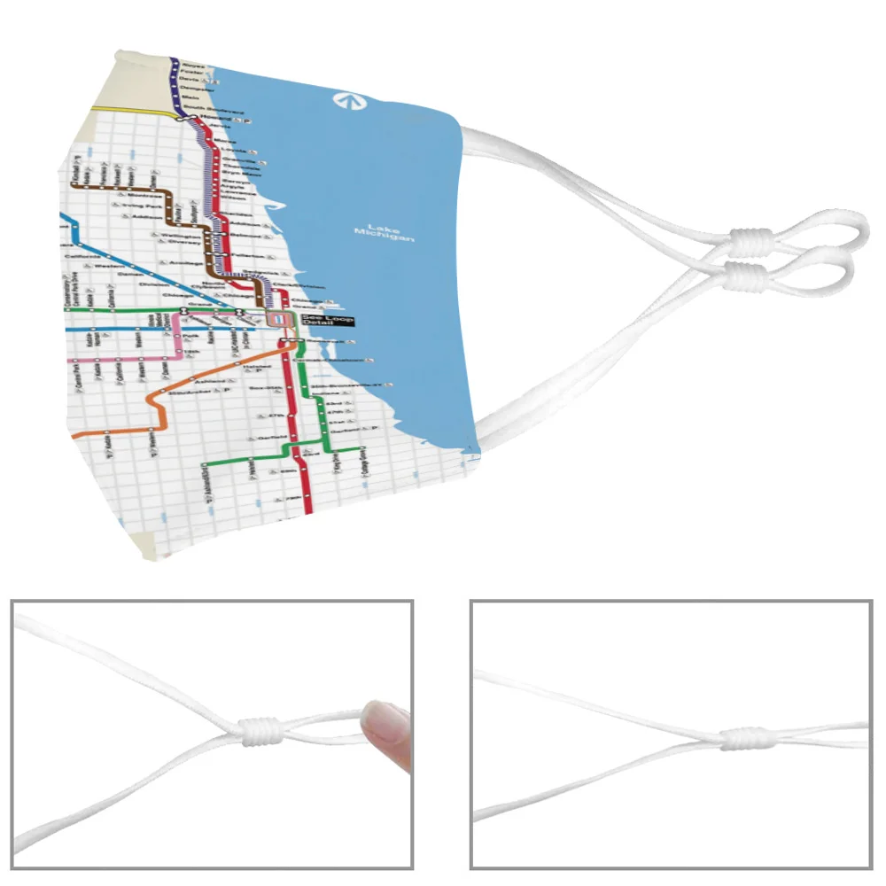 Map Of Chicago Railway Layout Printed Face Mask Anti-dust Masks with 2 Filter Boys Girl Men for Cycling Traveling Dropshipping | Аксессуары