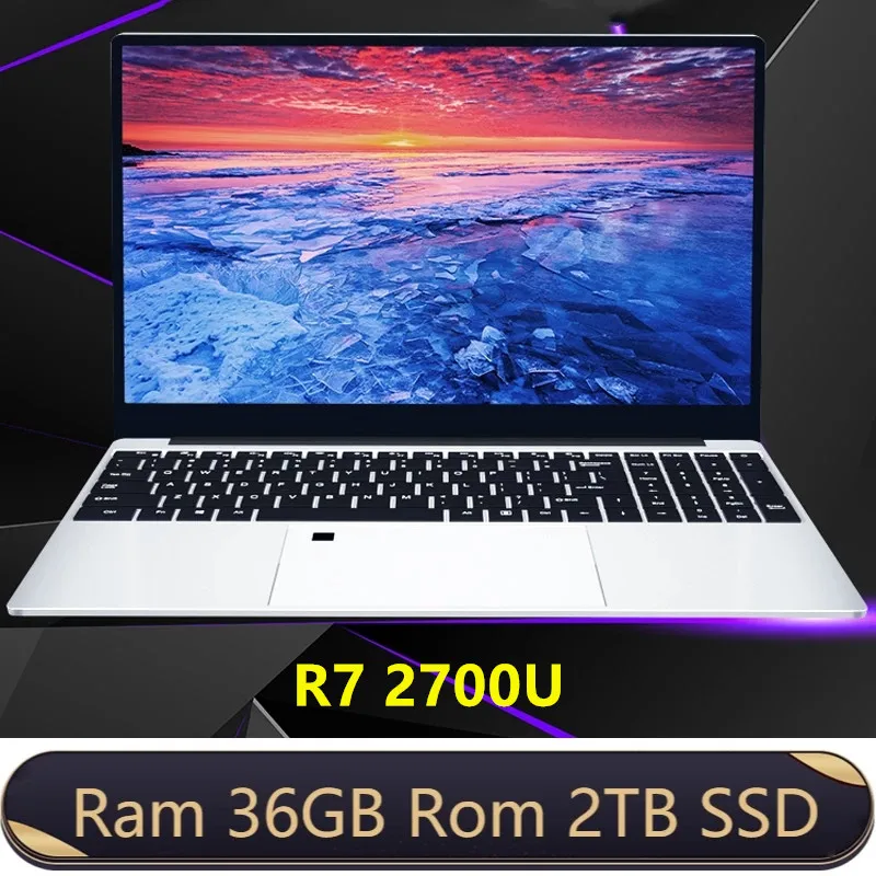 RAM 36GB 2TB Gaming laptop NVME SSD Ultrabook Metal Computer with 2.4G/5.0G Ryzen R7 2700U windows 10 Pro Metal portable