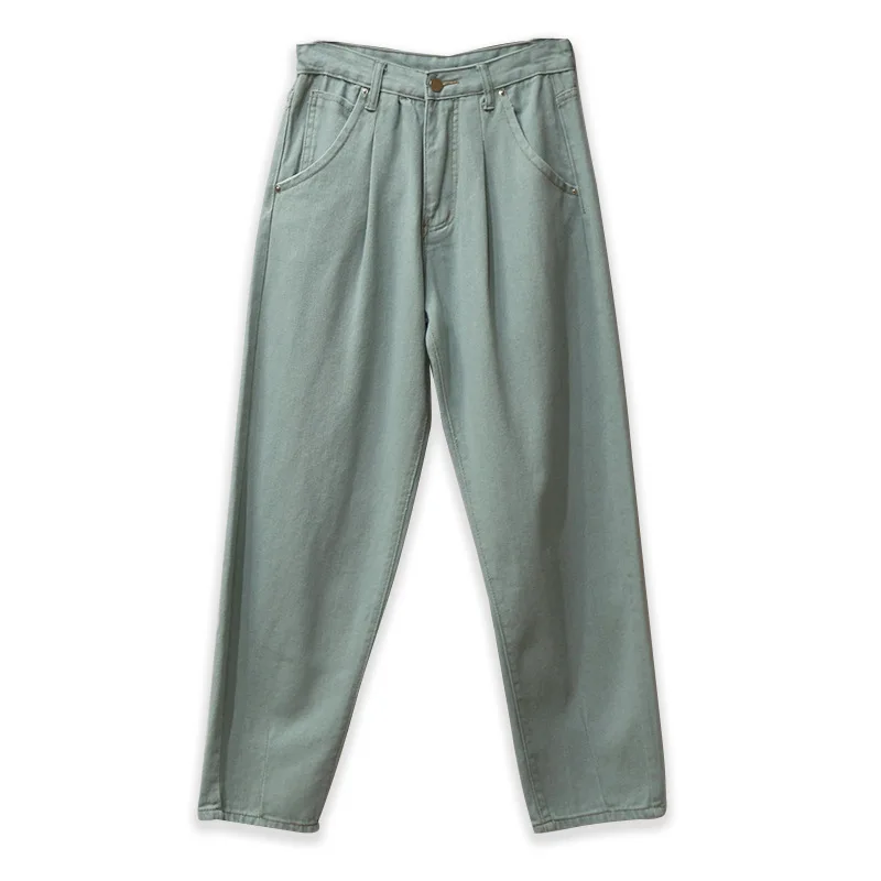 

QNPQYX New Women Streetwear Jeans High Waist Loose Slouchy Jeans Pockets Fashion Boyfriend Pants Casual Ladies Denim Trousers