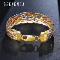 italian 925 sterling silver three color gold plated thread weave bracelets fine jewelry women trendy valentines day gift